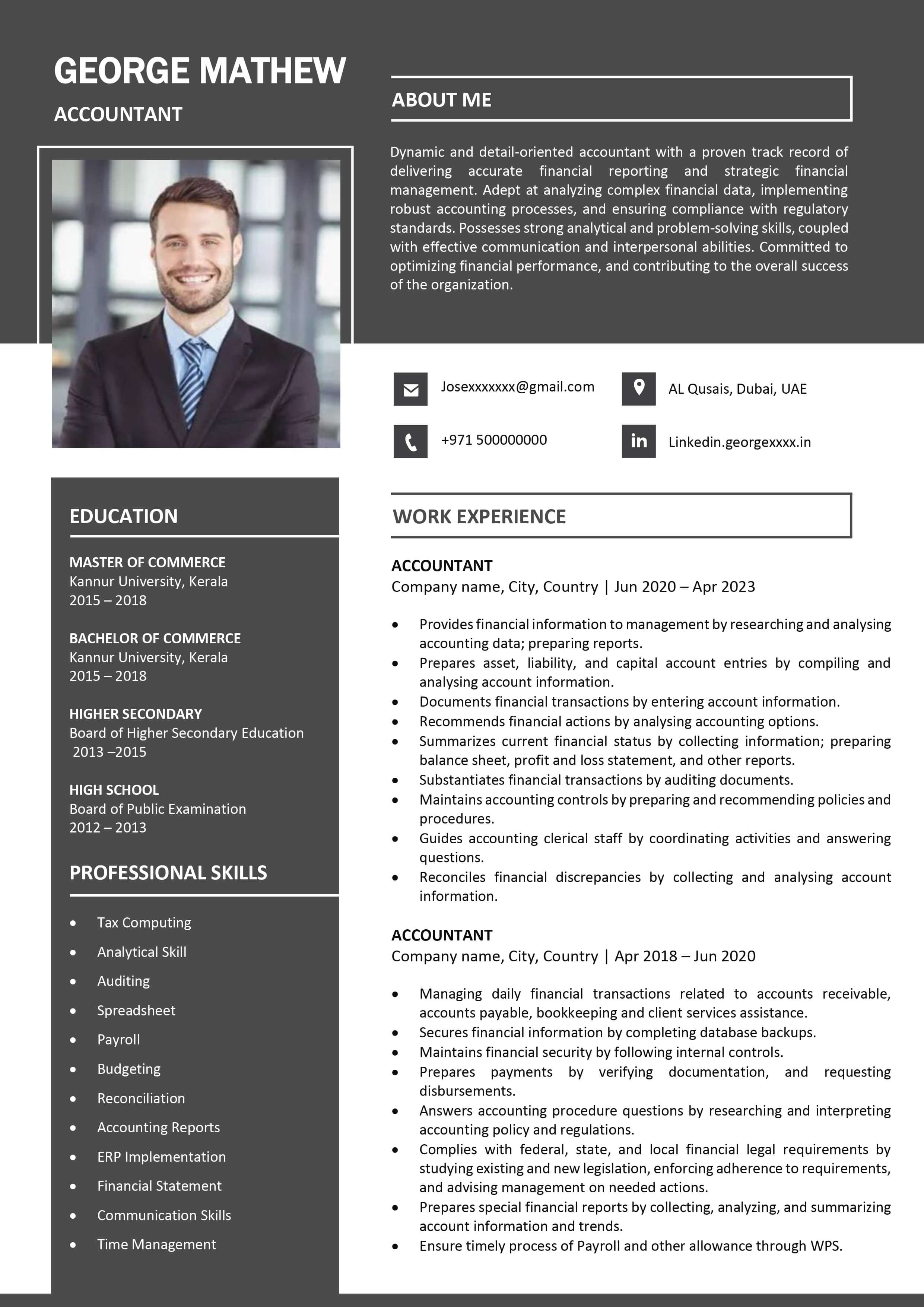 Free ATS Friendly Resume Template in MS Word