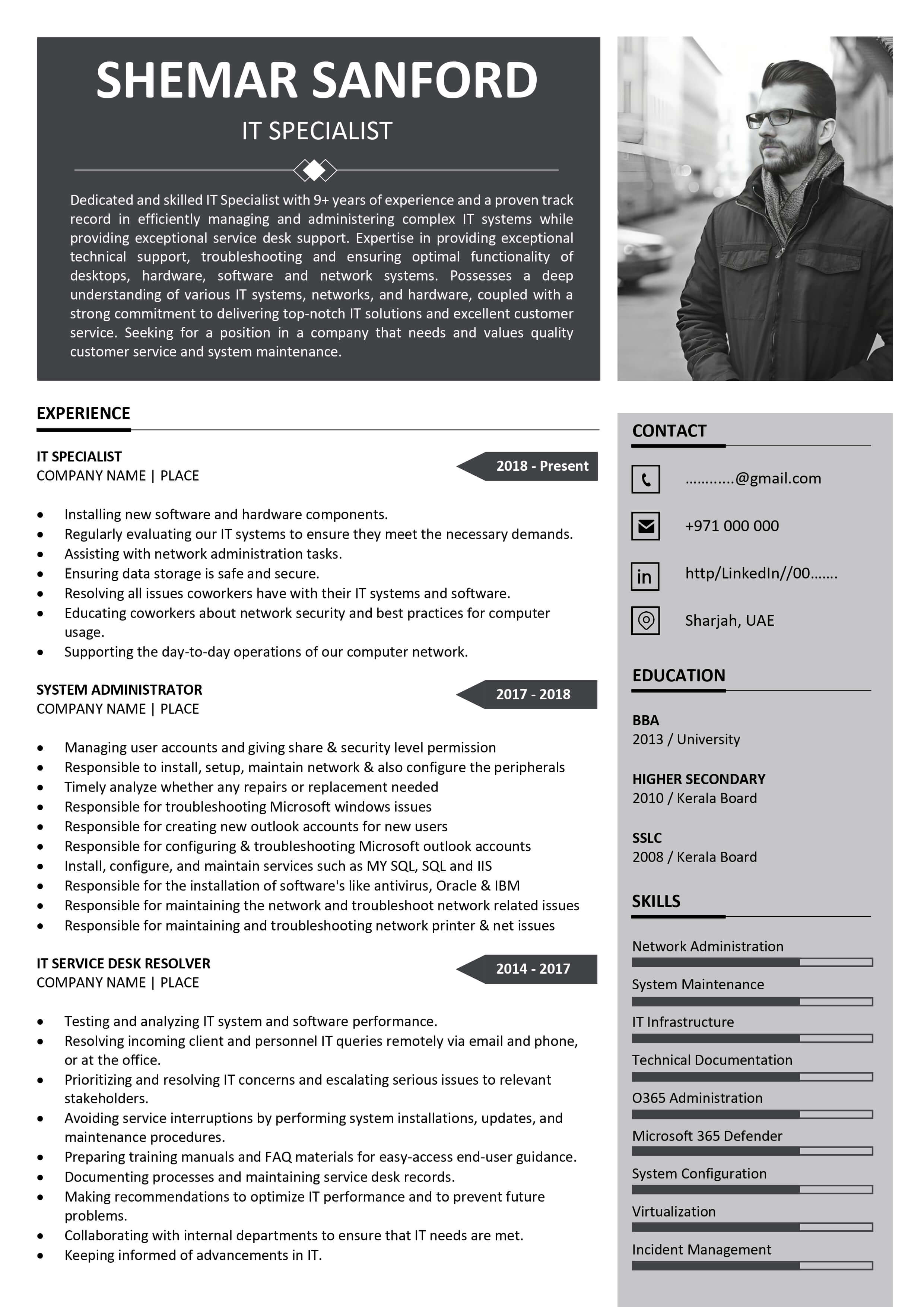 Free ATS Friendly Resume Template in MS Word