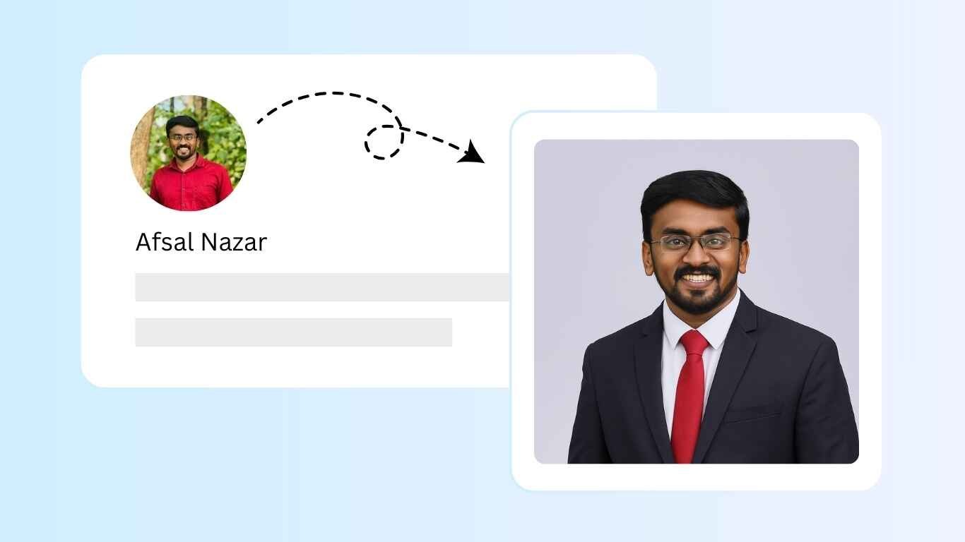 Professional headshot enhancement for LinkedIn profiles by Jhanvi Technologies