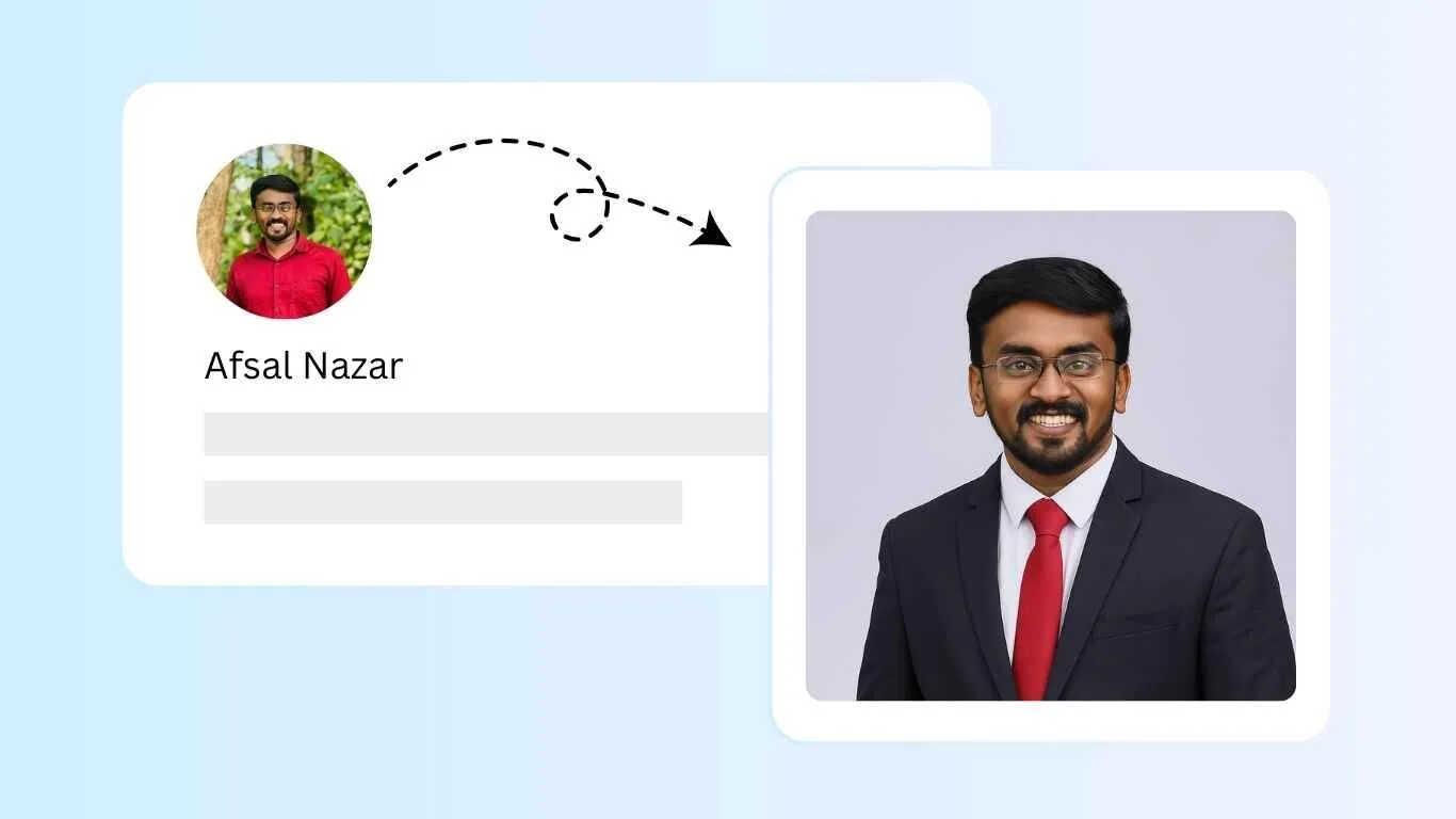 Professional headshot enhancement for LinkedIn profiles by Jhanvi Technologies