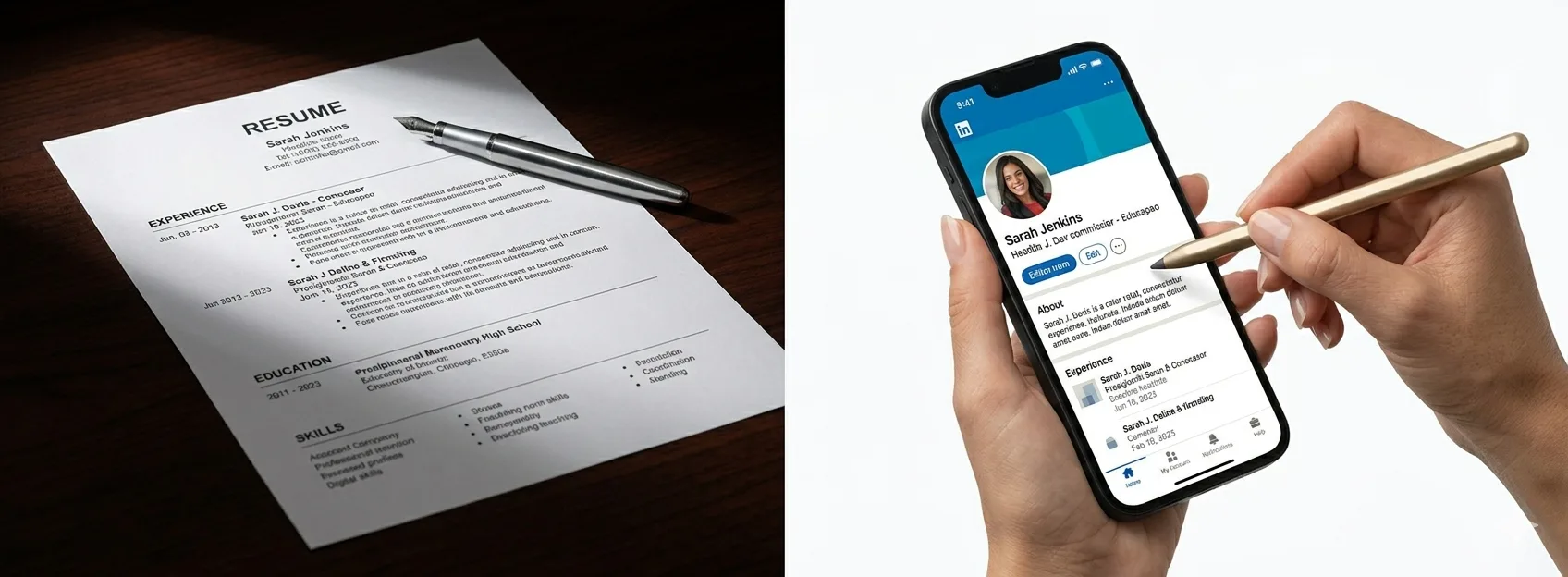 Resume vs LinkedIn intentional differences — tone, length, targeting, and skills presentation comparison