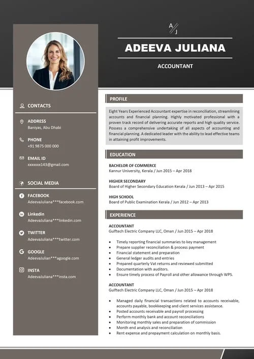 Premium clean resume sample PR 115 — modern minimal
layout for Indian professionals