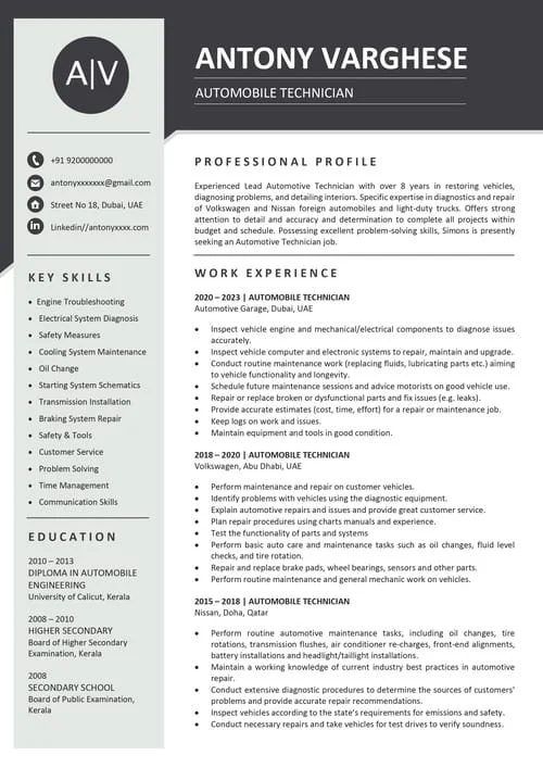 Premium corporate resume sample PR 215 — professional
format for Trivandrum Kerala professionals