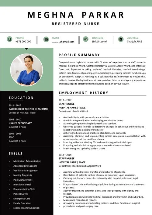 Premium nurse resume sample PR 171 — ATS-friendly
healthcare CV format by Jhanvi Technologies