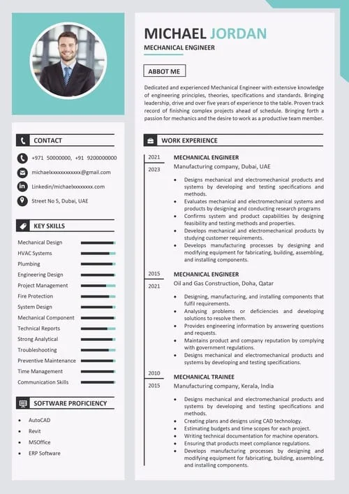 Premium resume sample PR 175 — best ATS resume
design for India and Kerala professionals