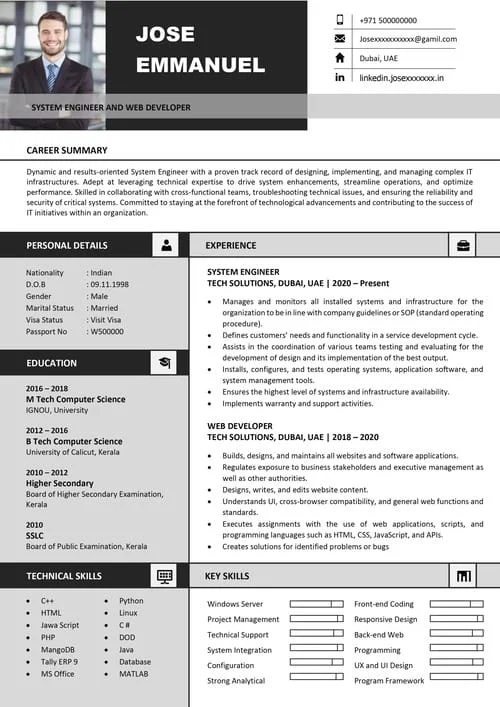 Premium structured CV sample PR 192 — professional CV
making service format for Kerala