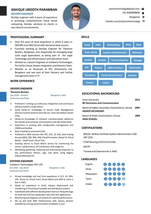 ATS-friendly CV sample RE 68 — professional CV making service format Kerala