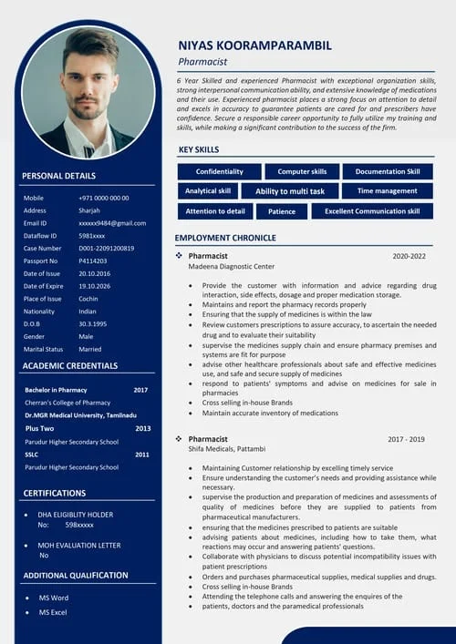 Standard resume sample RE 08 — clean resume design for Trivandrum professionals
