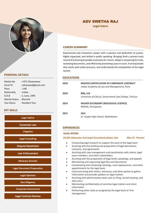Standard resume sample RE 12 — ATS-optimized CV for Kochi job seekers