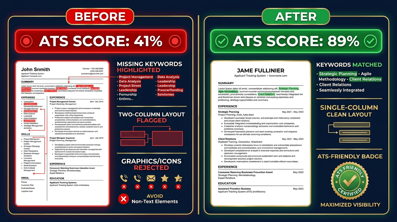12 ATS resume rejection reasons in 2026 — keyword mismatch, two-column layout, tables, graphics, file format, missing sections, and more for India and Gulf job seekers